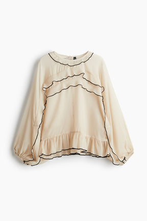 Blusa em chiffon com folhos